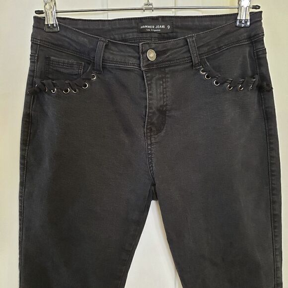 Hammer Capri Raw Hem Grommet Lace Jeans - Picture 2 of 9